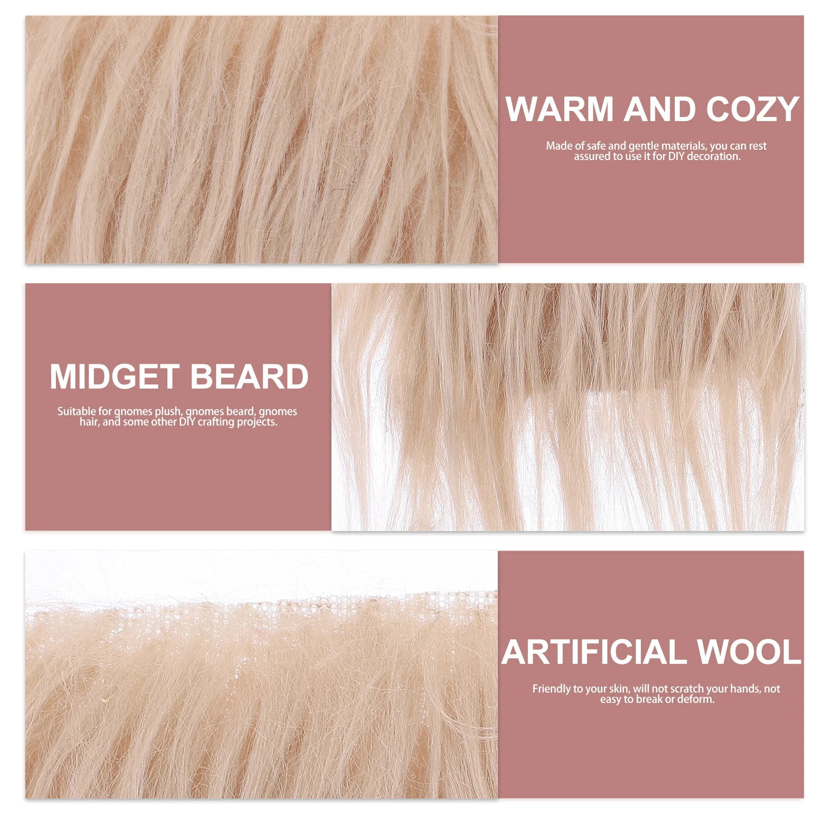 

12Sets Gnome Beard Pre-Cut Artificial Hair for DIY Decoration Warm Soft Skin-Friendly Craft Material Unfinished Accessories