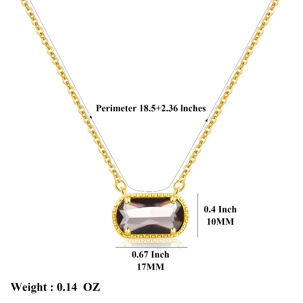 

Stylish Colored Zircon Necklace 12th Birthday Stone Oval Pendant for Girlfriend's Birthday Gift