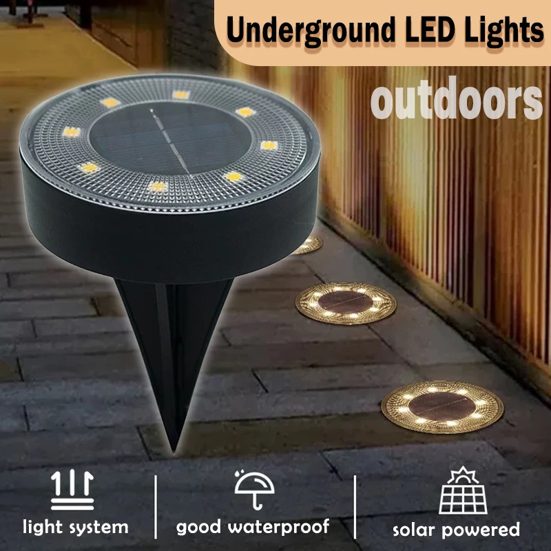 

1-8PCS LED Outdoor Solar Power Floor Lamps Waterproof Underground Lamps for Lawn Decoration Garden Courtyar Decoration Lamp