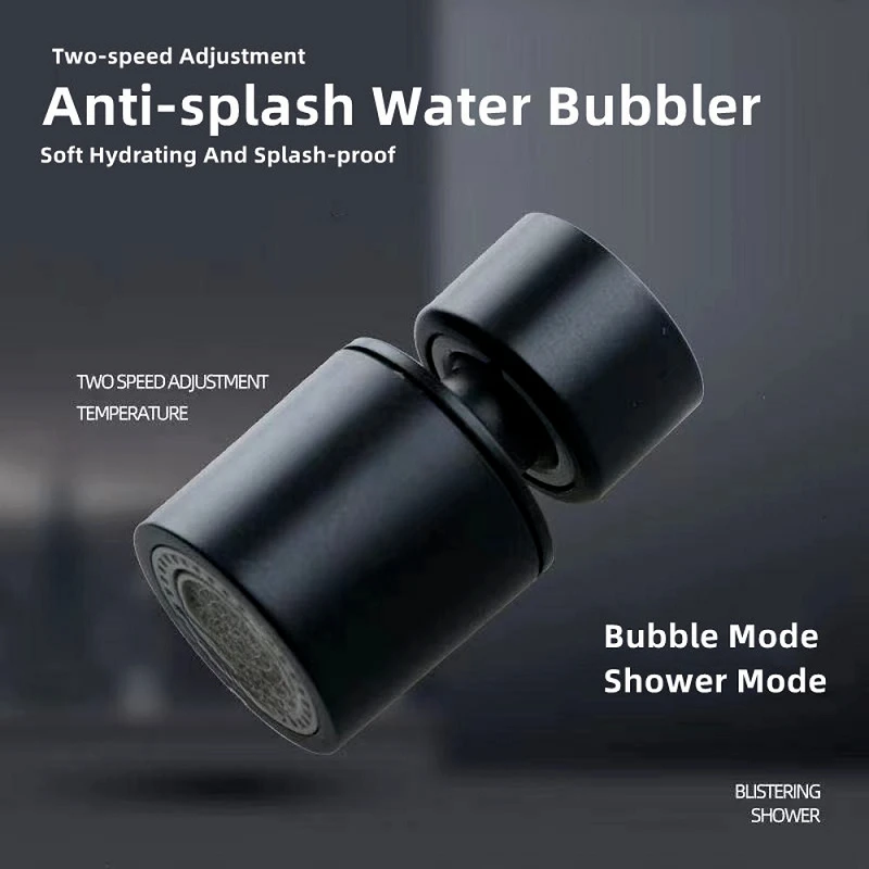 Neue Schwarz 2 Modus Waschbecken Wasserhahn Düse 360 ° Dreh Spritzschutz Wasserhahn Belüfter Küche Waschbecken Druck Wasserhahn Belüfter Bubbler