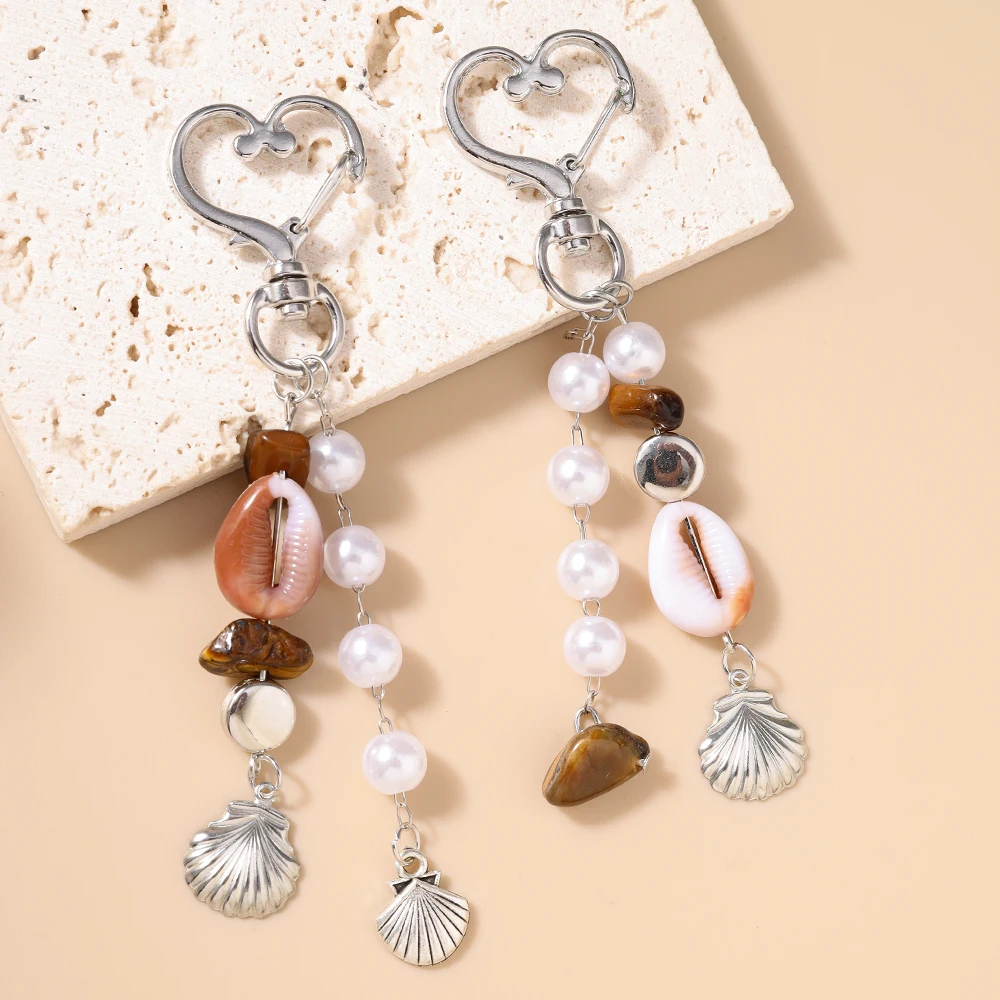 Aihua Chic Ins Sommer Strand Perlenmuschel Schlüsselanhänger für Damen Mädchen Handtaschen-Rucksack-Anhänger Schlüsselring Handykette Schlüsselband Schmuckstücke – Detail 1
