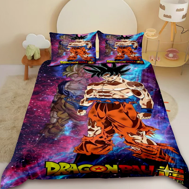 

3pcs Dragon Ball Duvet Cover Set Son Goku Bedding Set Comforter Cover for Bedroom Decor Children Teens Birthday Gifts