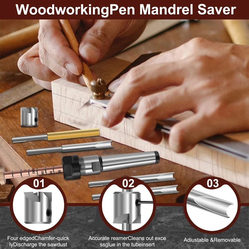 

Pen Making Kit Pen Shaft And Pen Holder Trimming Set Wood Turning Mandrel For Making Pen Woodworking Lathe Accessories