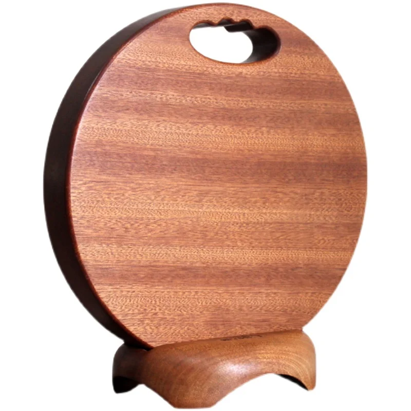 Food Grade Mould Proof Solid Ebony Wood Pedestal Storage Base Double Face Round Chopping Cutting Board Blocks