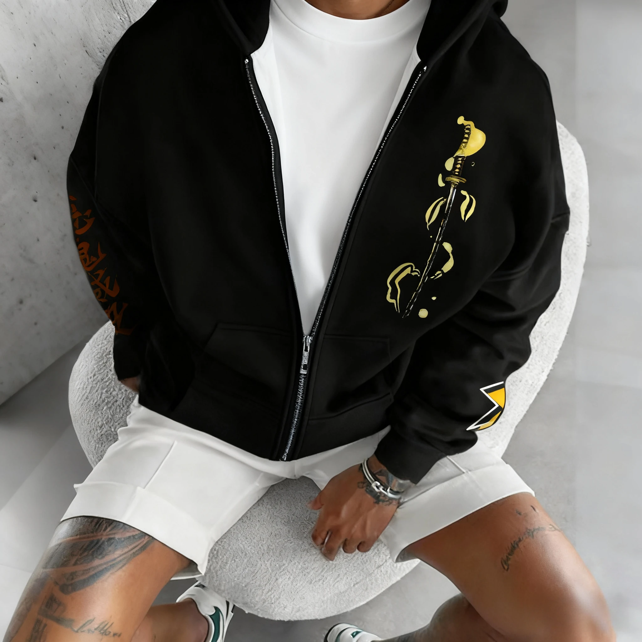 鬼滅の刃アニメジッパーパーカーユニセックス秋/冬新作我妻善逸プリント原宿風大きいサイズカジュアルゆったり万能トップス