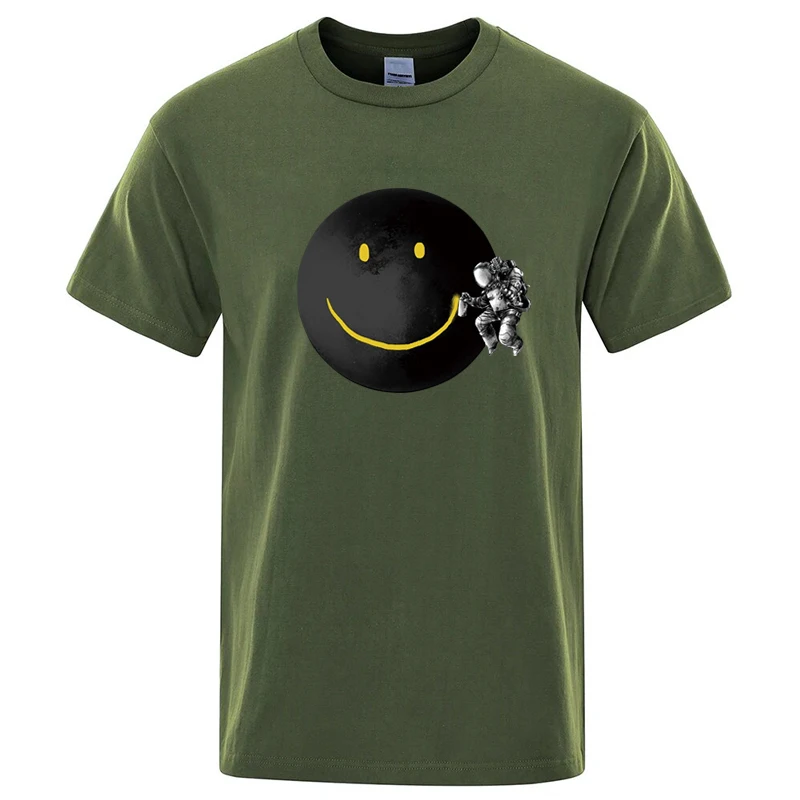 الصيف تي شيرت رجالي جودة عالية 100% القطن مضحك رائد فضاء الطباعة عادية فضفاض س الرقبة الرجال تي شيرتات قصيرة الاكمام الذكور المحملة القمم