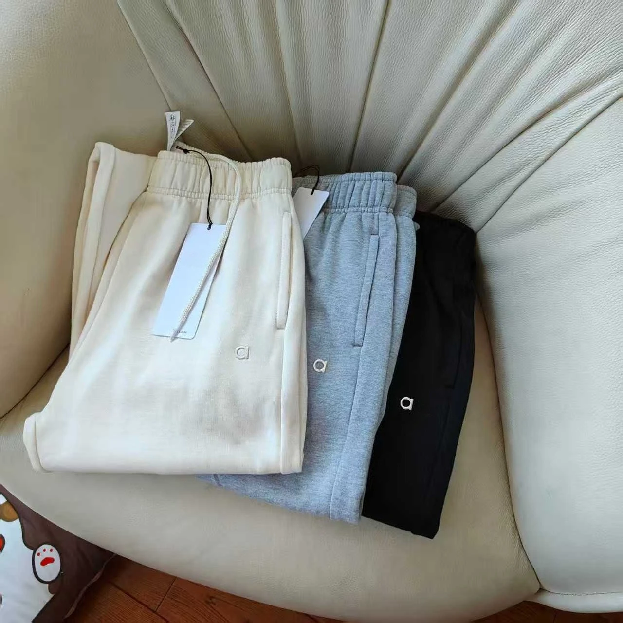 القطن مرونة الخصر الرباط بنطال ذو قصة أرجل واسعة المرأة عادية فضفاض مستقيم الساق Sweatpants الخريف الشتاء الرياضة ركض النساء