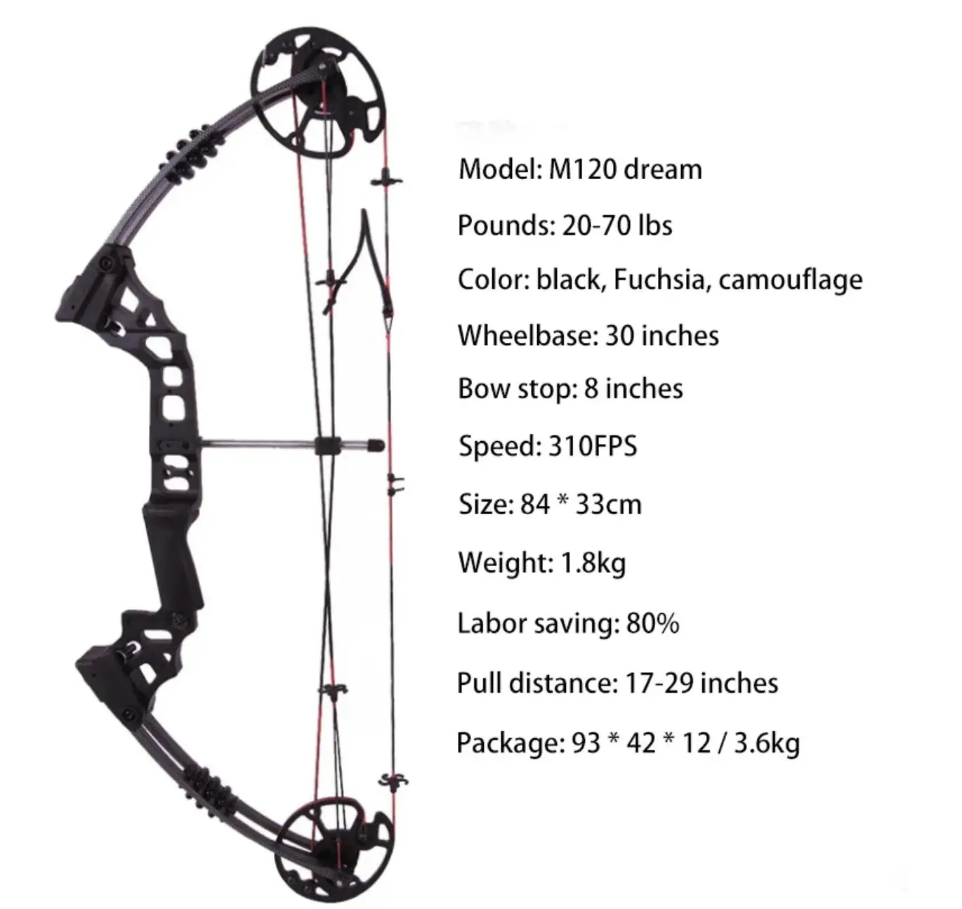 JUNXING M120 Compound Bow 310FPS Pulley Bow 20-70 Pounds Outdoor Hunting Archery