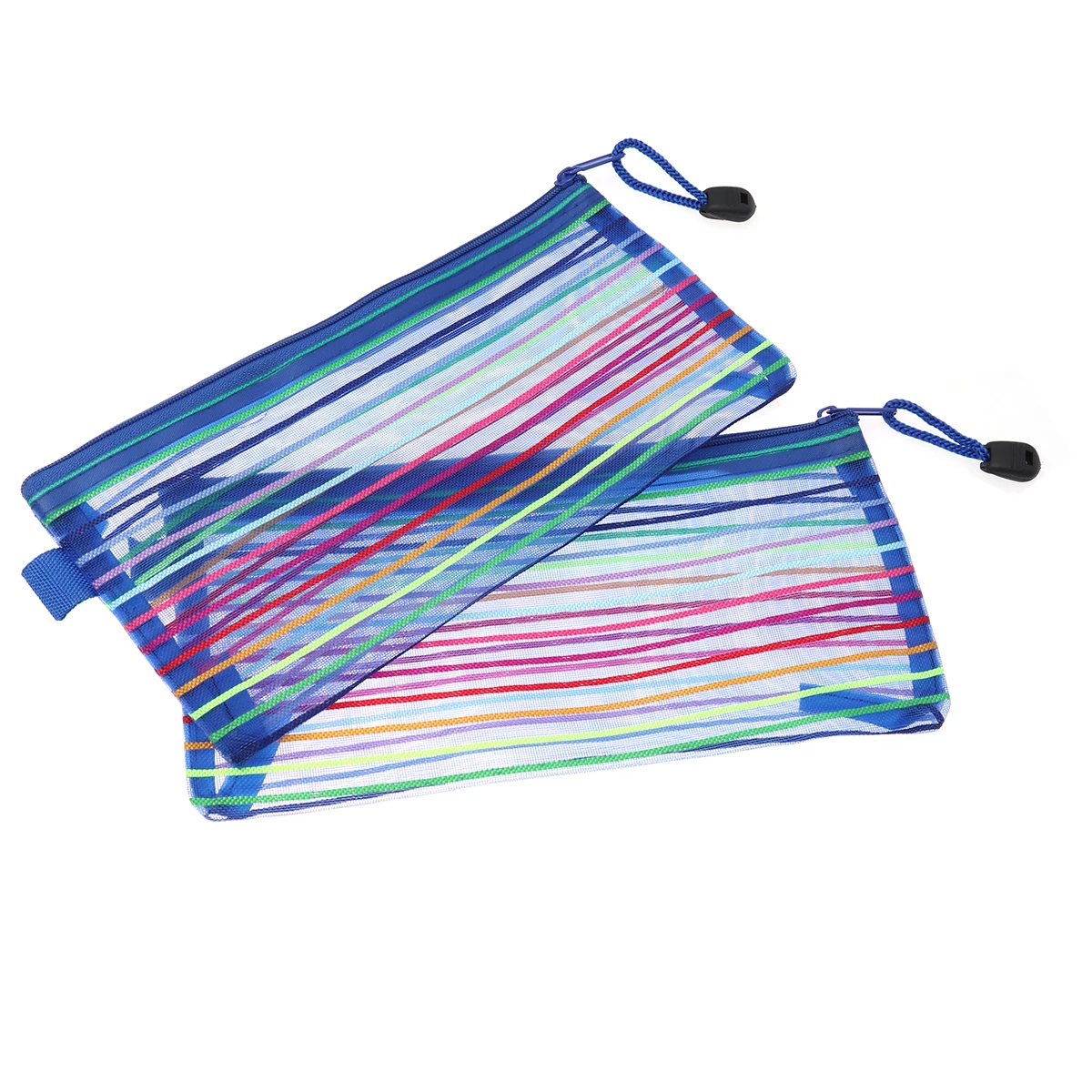 

12 шт., нейлоновый сетчатый пенал на молнии для офиса, школы, органайзер для путешествий, сумка для хранения в радужную полоску