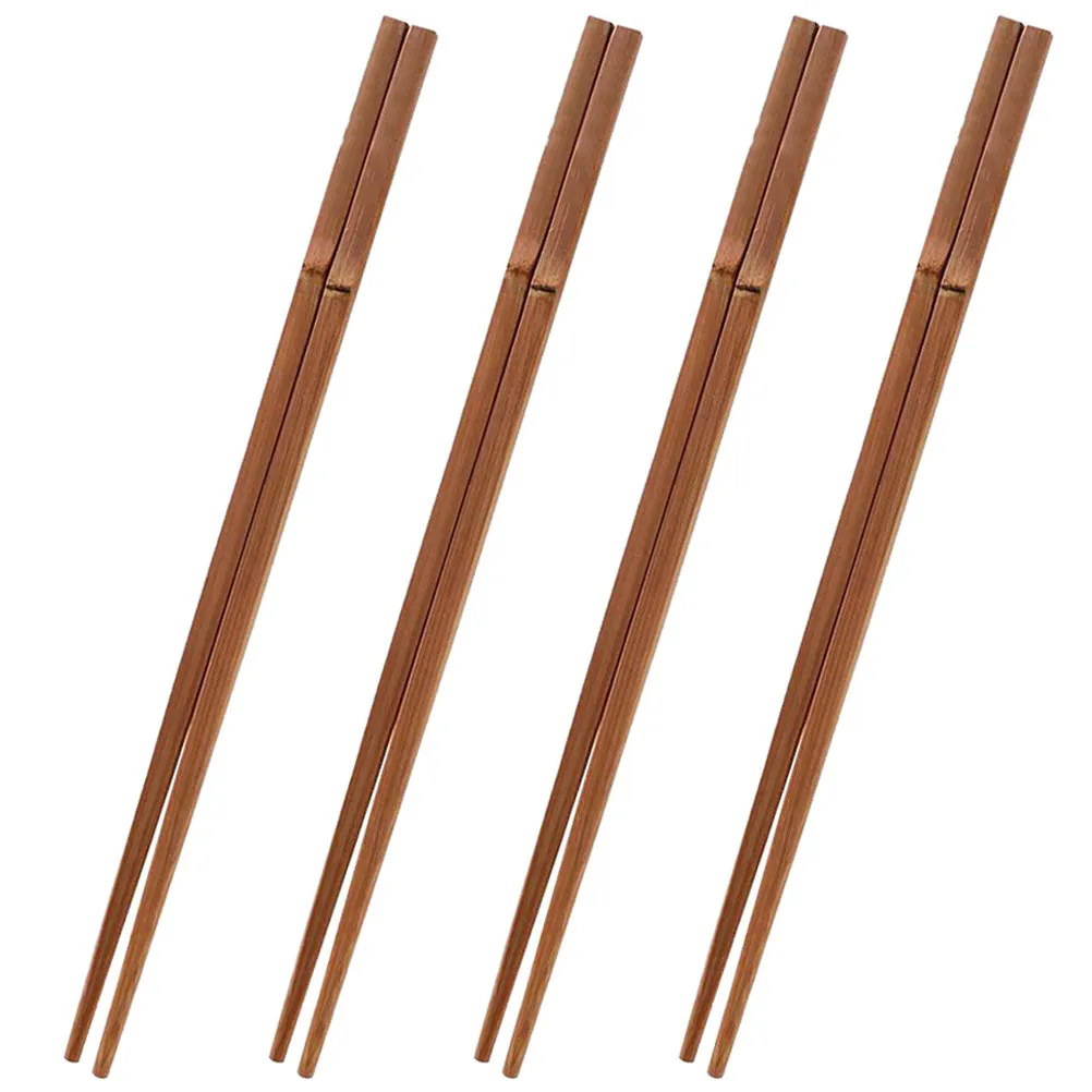 4Pcs Long Reusable Bamboo Chopsticks Cooking Chopsticks Heat Resistant Non Slip Smooth Surface for Hot Pot Frying Noodle Serving