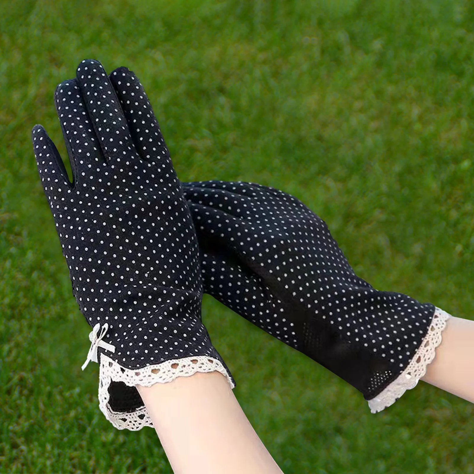 1 Pair Summer Gloves Driving Riding Mittens Dot Full Finger Gloves Non-Fading Sunscreen Gloves