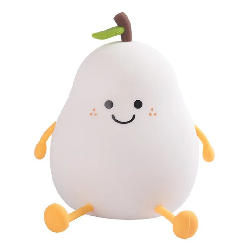 

ABJI-Cute For Kid Room Decor Dimmable Night Lights 7 Colors Pear Shape LED Usb Rechargeable Write Portable Bedside Table Lamp