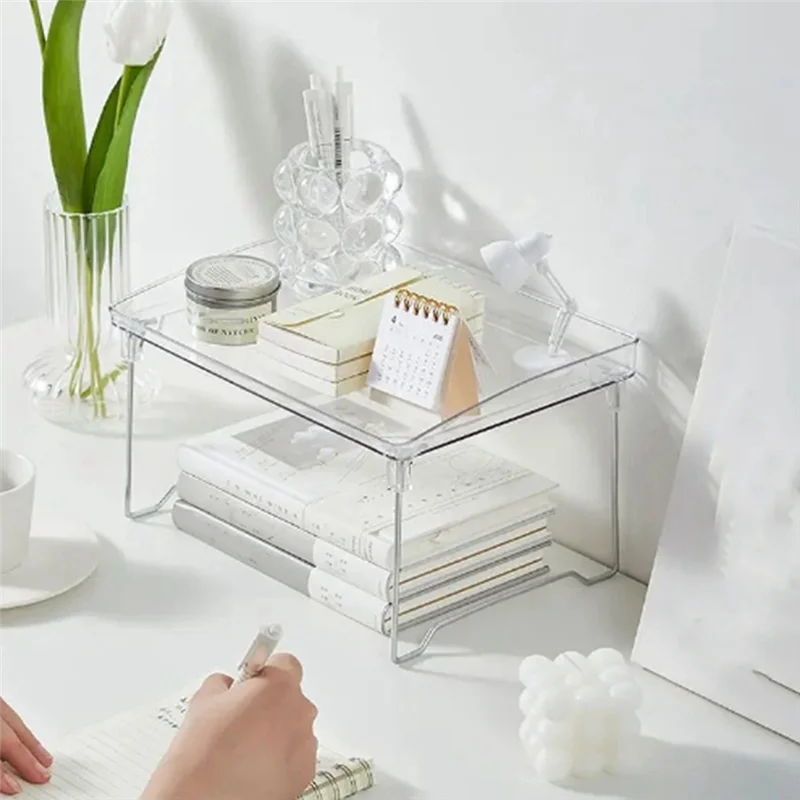 

ABKU-2PCS Прозрачная настольная полка, подстаканник, складная полка, полка для ванной комнаты, держатель для кухонных коробок для специй, простая установка, легко