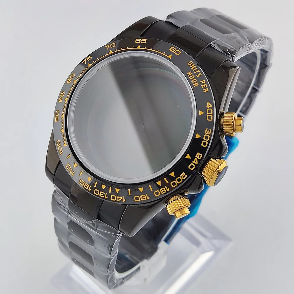 39 مللي متر ساعة حافظة VK63 حافظة الياقوت الزجاج 904l الفولاذ المقاوم للصدأ مقاوم للماء حافظة ساعة رجالي فاخرة يناسب 29 مللي متر حافظة الطلب