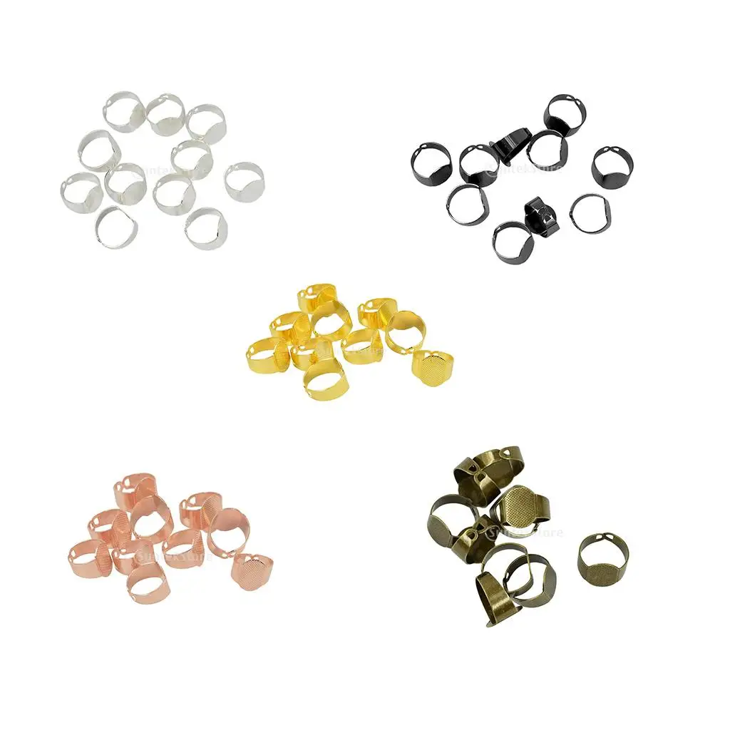 Wholesale Green Copper Adjustable Ring Oval Cabochon Setting for Home Jewelry DIY Projects