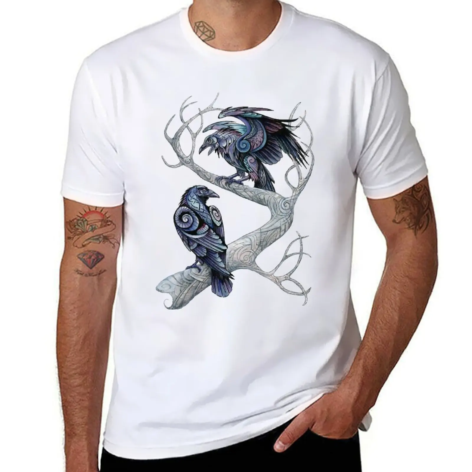 

Hugin and Munin T-Shirt men t shirt cotton 100% t shirt man cotton T-Shirt