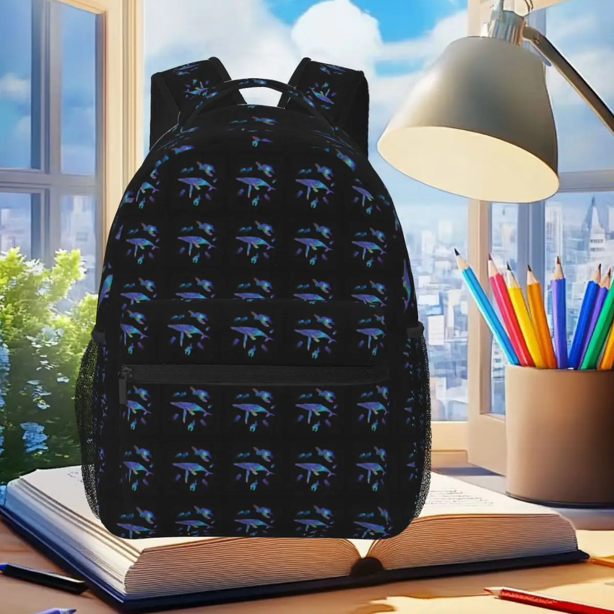 

Space Sea Creatures Student Backpack School Bag Hiking Travel Daypack for Men Women Fashion Bookbag Shoulder Bags
