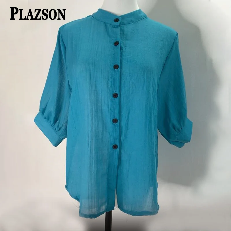 Summer Shirts for Women Spring Elegant Blouse Female O-Neck Long Sleeve Shirt Loose Solid Tops Blusas camisas