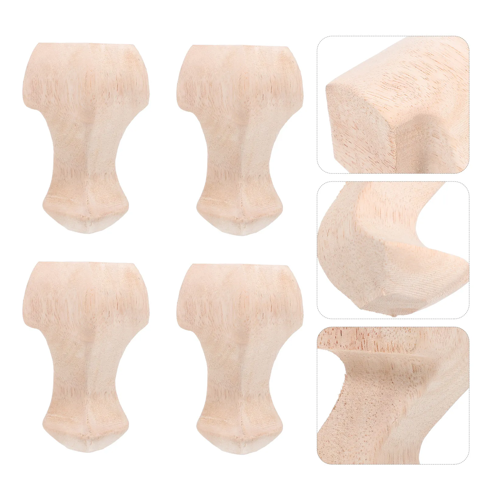 4Pcs Premium Solid Wood Furniture Legs Rubberwood Table Chair Sofa Chest Drawer Cabinet Legs Replacement DIY Furniture
