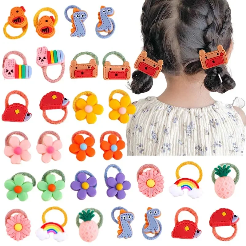 

ncmama 10/20Pcs Girls Hair Bands For Baby Cartoon Elastic Hair Ropes Hair Ties Scrunchies Kids Ponytail Holder Bands Accessories