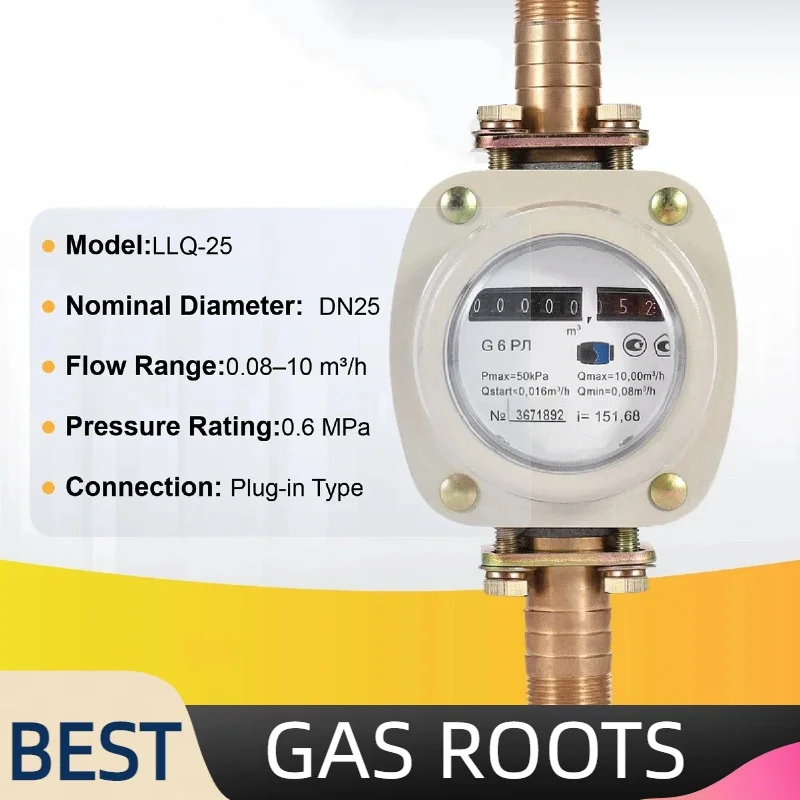 Medidor de flujo de raíces de Gas LLQ-25 DN25 medidor de rueda de cintura mecánico de Gas Natural rotativo biogás GLP Gas de carbón