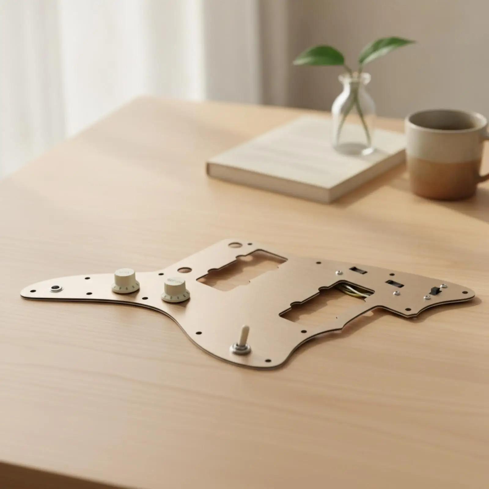 Jazzmaster Style Prewired Pickguard Gold Aluminum Scratchplate with Control Knobs for DIY