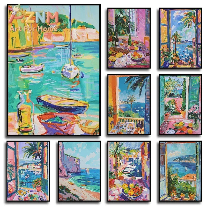 Impressionist Matisse Open Window Landscape Harbour Posters and Prints Canvas Printing Wall Art Picture for Living Room Decor