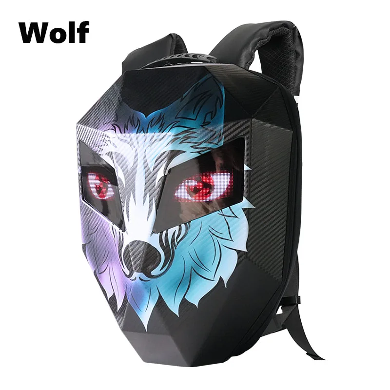 

Bluetooth-управление, светодиодный узор в виде глаз, мотоциклетная спортивная сумка, рюкзак для верховой езды, светящийся твердый корпус, полный переноска для шлема для ночного водителя