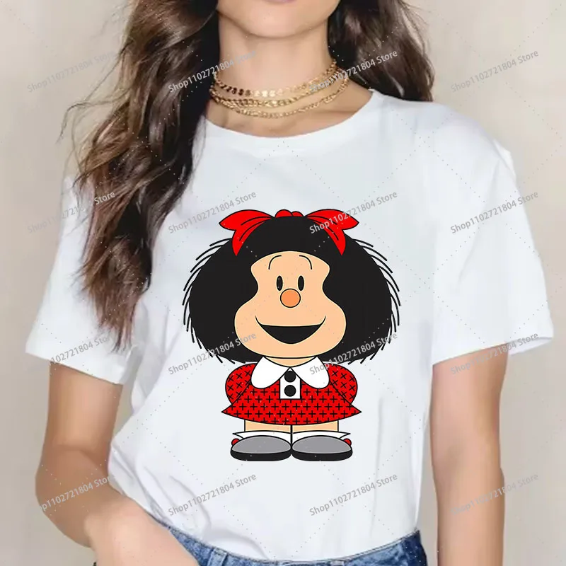 Mafalda T-shirts for Men Women Anime Cartoon Printed Fashion Short-sleeved Top Couple Summer Good-looking Breathable T-shirt