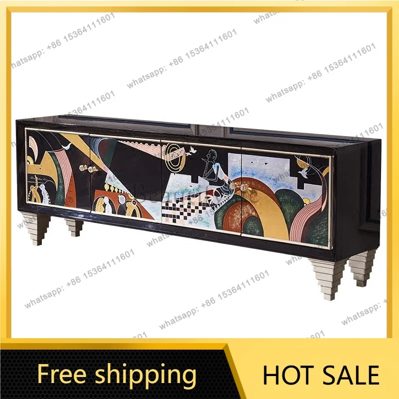 FG 2026 Black Italian Light Luxury Postmodern Living Room TV Cabinet Basement Cabinet