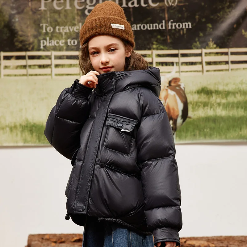 

OLEKID 2024 Winter Down Jacket For Girl 90% White Duck Down Hooded Thick Warm Teenage Girl Outwear Coat 5-16 Years Kids Parkas