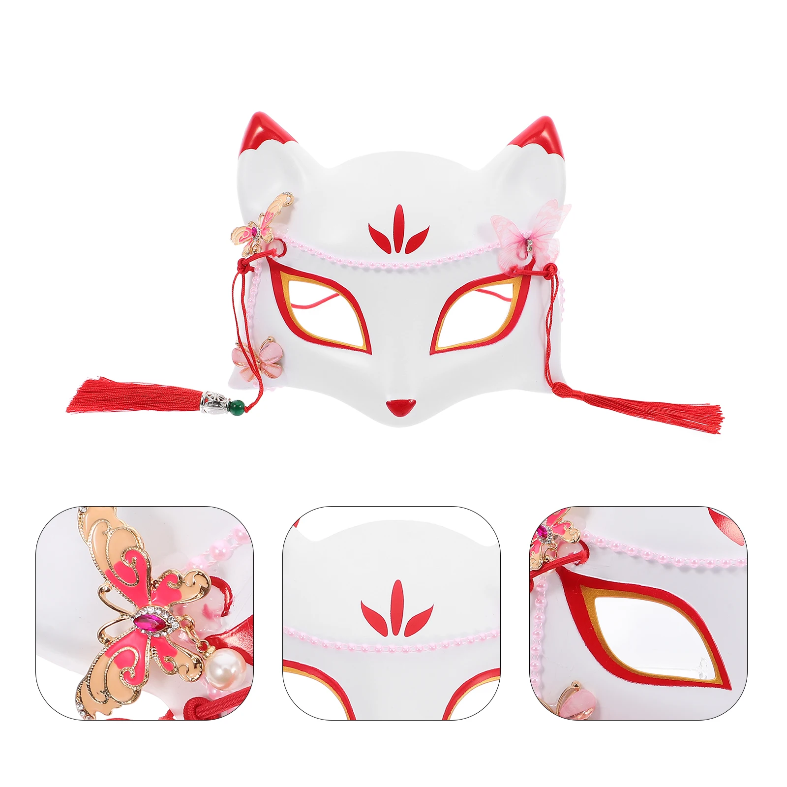 

Fox Mask Japanese Style Halloween Cosplay Costume Party Props Plastic Half Face Masks Lovely Mask Decor Fox-shape Masks Mens
