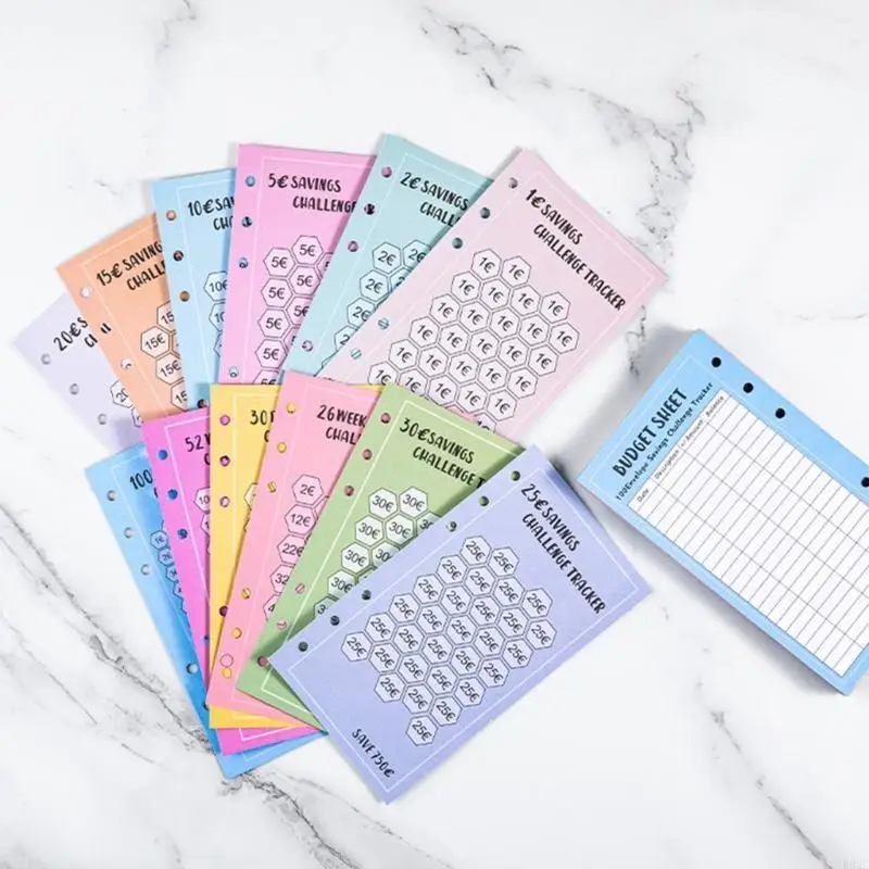 A 6 48 Sheets Envelope Challenge Paper Euros USD Envelopes Save Money for School K92C