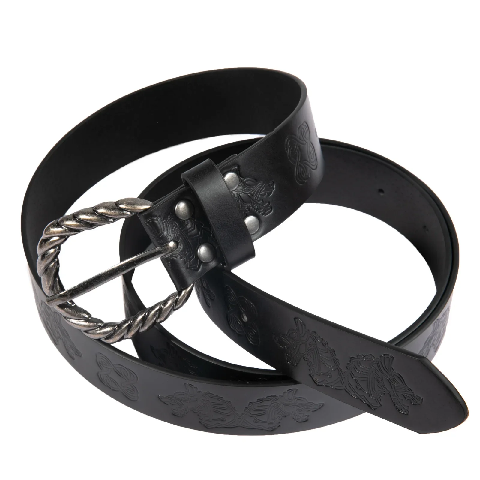 Ceinture d'anneau d'épée médiévale pour hommes, accessoire de costume rétro, équipement d'armure, chevalier viking, 7.5 ate, cuir noir, longue ceinture cosplay