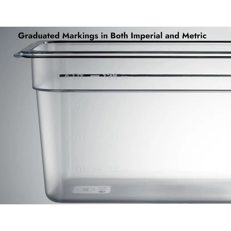 6 عبوات من مقالي تخزين الطعام المعتمدة من NSF مقاس 1 3 مقاس 6 بوصة من البلاستيك الشفاف المصنوع من البولي كربونات التجارية مثالية للمطبخ وال R