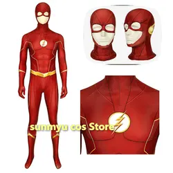 Flash 6 Cosplay Costumes Barry Cosplay Bodysuit Spandex Zentai Jumpsuits With Mask Tights Bodysuits