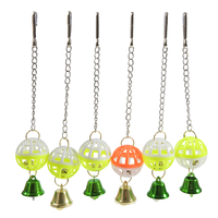 Cute Parrot Toys Pet Bird Parakeet Climb Bite Chew with Hanging Swing Bell Ball Bird Two-color Bell Rings