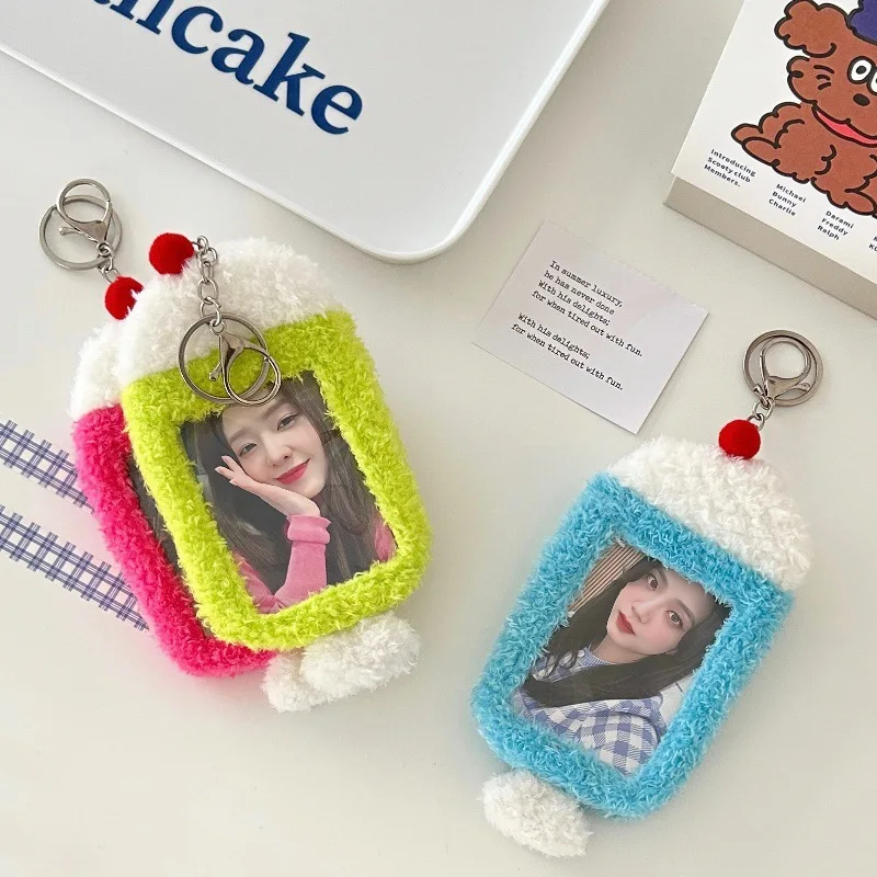 Kawaii Juice Cup Design Card Holders For Kpop Girls 3inch Keyring Idol Card Protect Cover