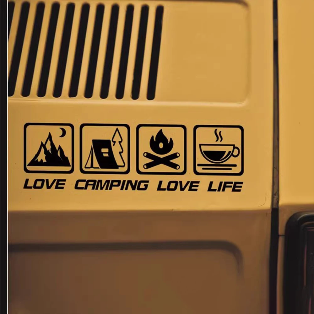 CANPING LOVE LIFE Camping Car Stickers Wilderness Campfire Adventure Motorcycle Body Decoration Stickers Coffee Waterproof