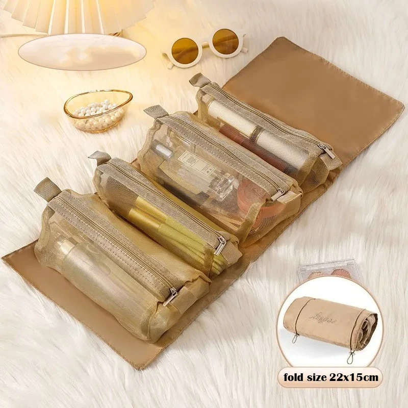 Detachable Cosmetic Bag Portable Large Capacity 4 in 1 Makeup Bags Portable Folding Travel Cosmetics Storage Toiletry Bag