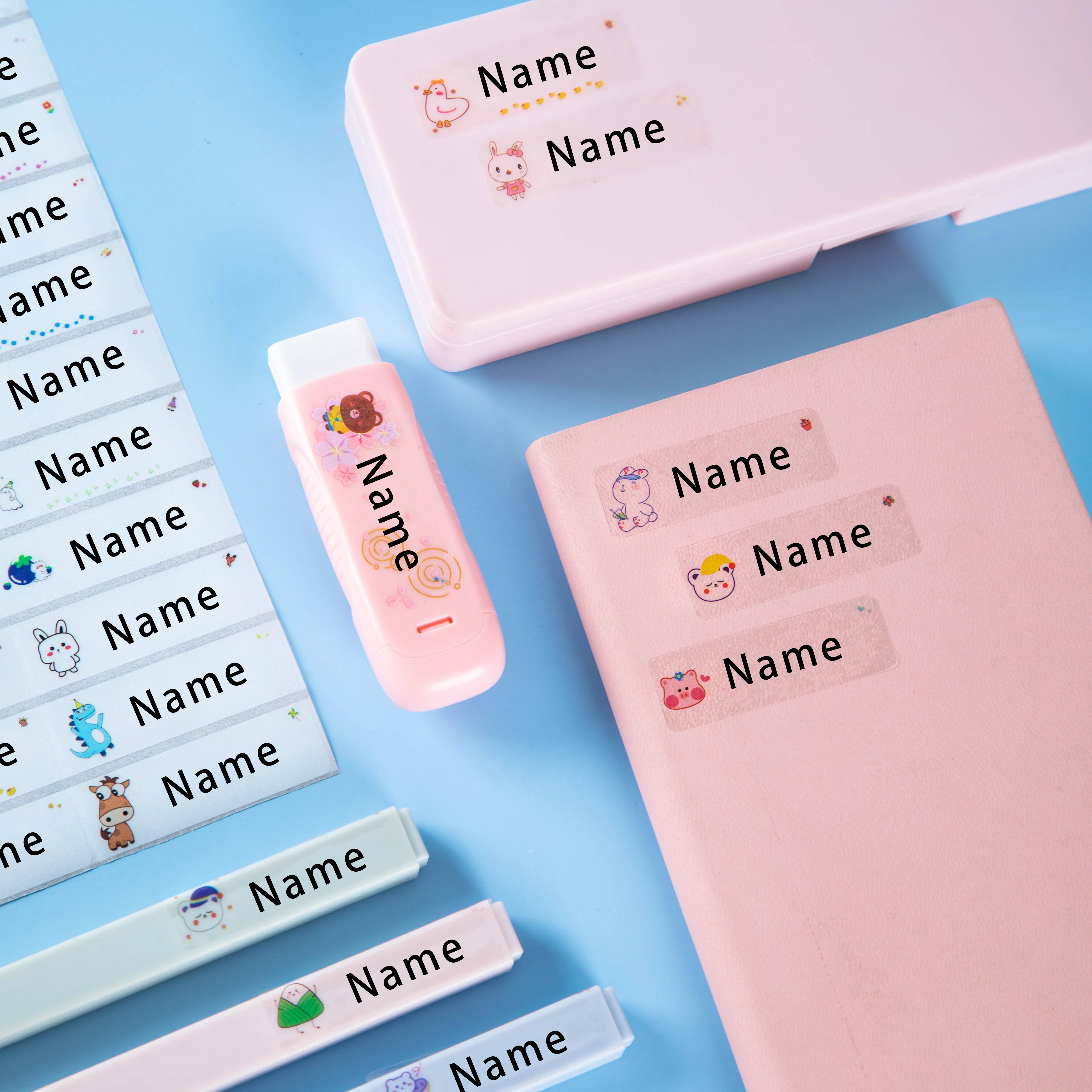 

Custom Waterproof Transparent Name Stickers - Personalized Multilingual Labels for Kids School Supplies