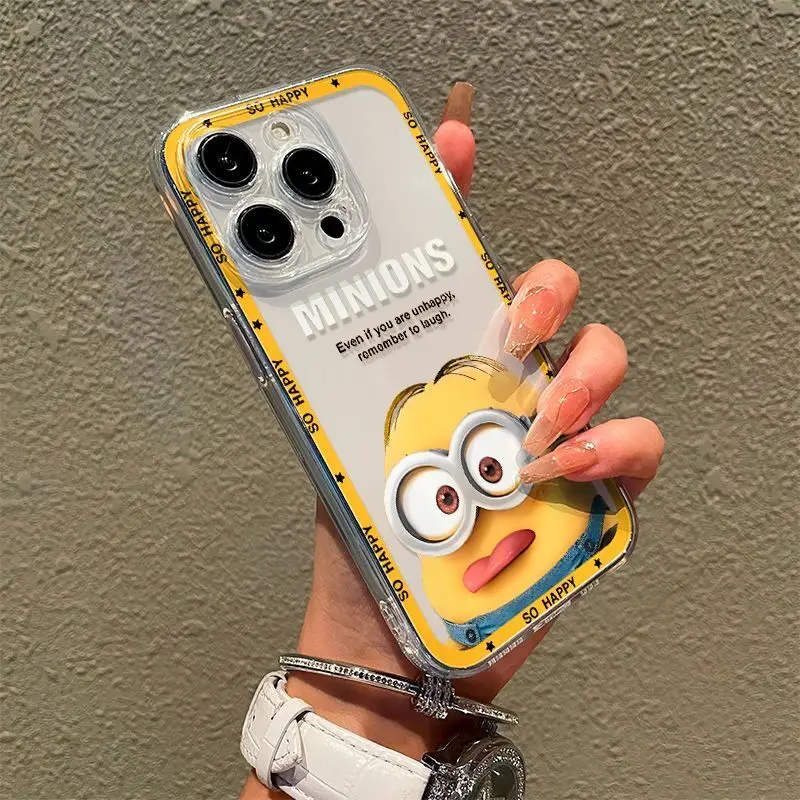 Minions Anime Cartoon Series Cute Through Black Tongue Phone15promax Phone Case 15plus/15/13promax