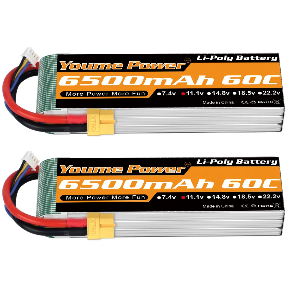 YOUME 6500mah يبو 2S 3S 4S 6S بطارية 7.4 فولت 11.1 فولت 14.8 فولت 22.2 فولت 50C ل RC طائرة هليكوبتر سيارة قارب شاحنة أجزاء