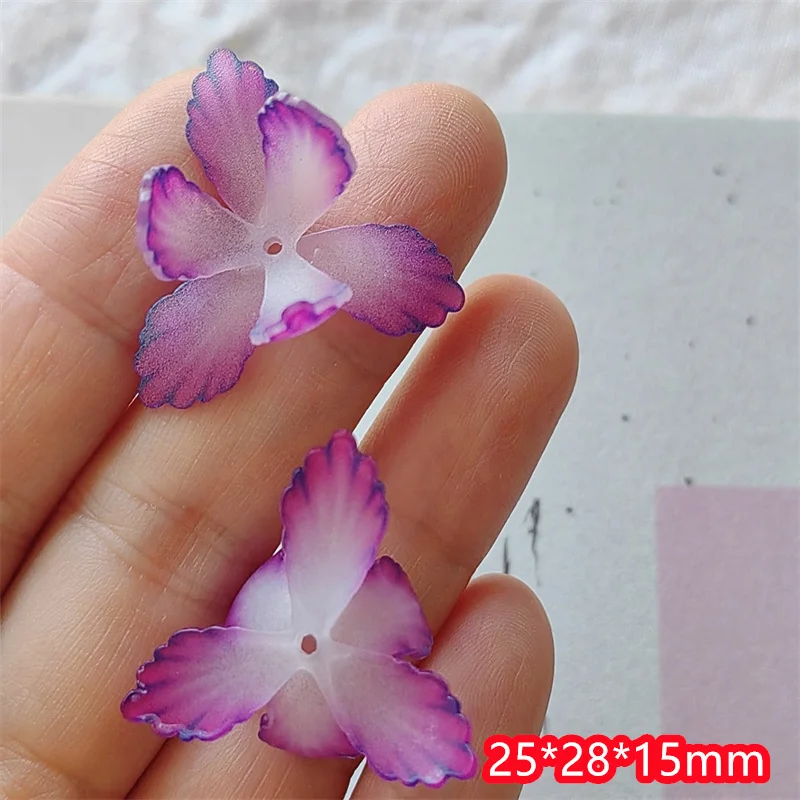 New arrived 50pcs/lot color pattern print cartoon flowers shape handmade acrylic beads diy jewelry garment hair accessory