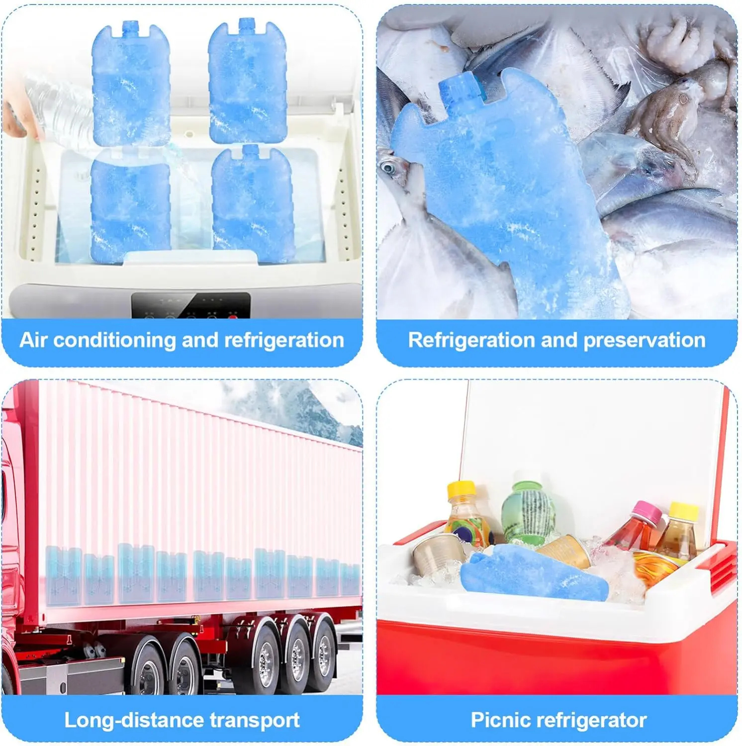 

Summer Food Ice Bag Air Conditioning Fan Cooling Ice Crystal Box Portable Outdoor Camping Picnic BBQ Food Preservation Ice Packs