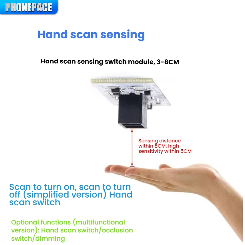 Hand Wave Sensor Switch Control Module LED Light for Cabinets Wardrobes Shoe Racks 5V-12V-24V Compatible Indoor Use