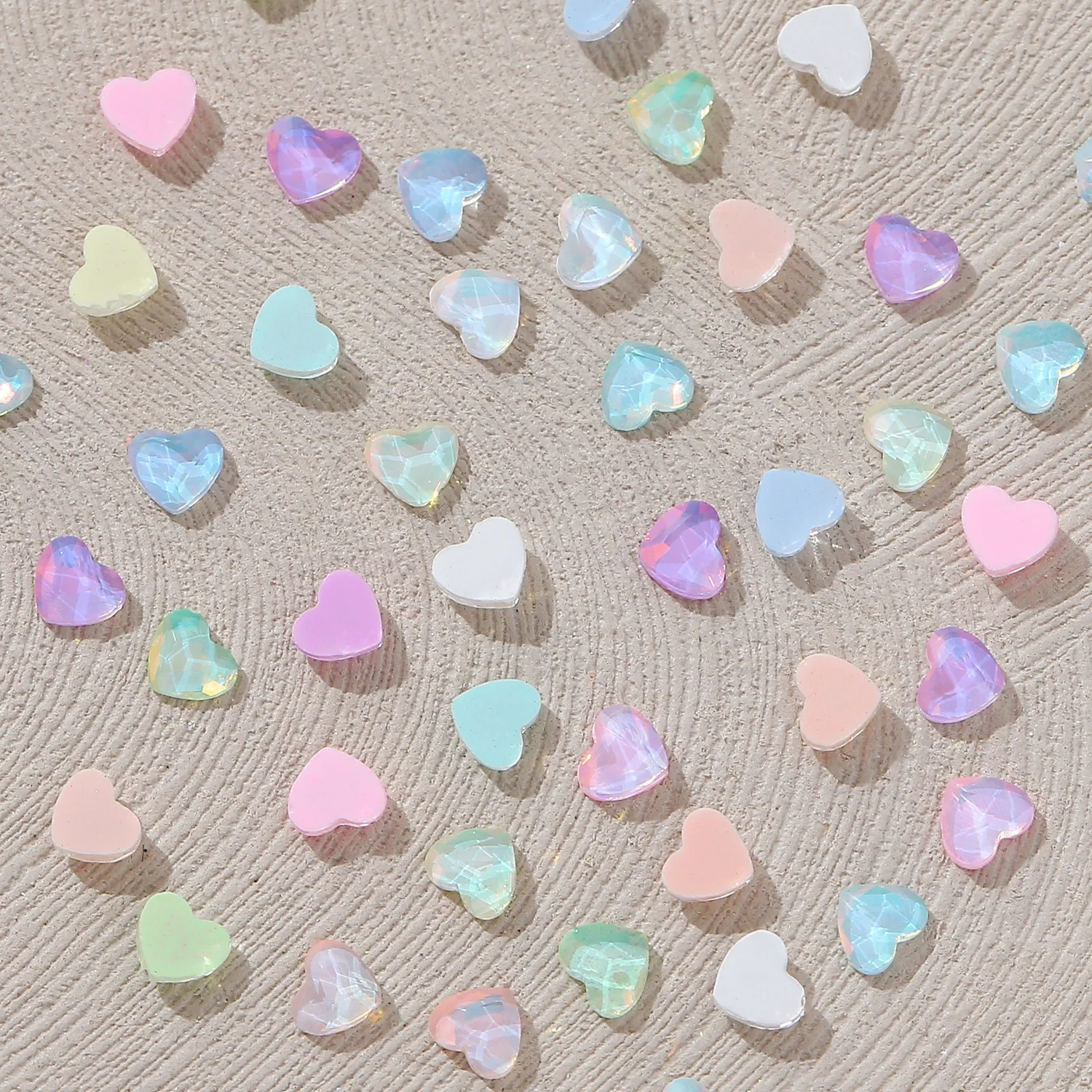 Opal Mocha 3mm Heart-Shaped Wholesale Flat bottom Nail Art rhinestones Self-Adhesive Shiny Glass Crystal 3D Nail Decoration