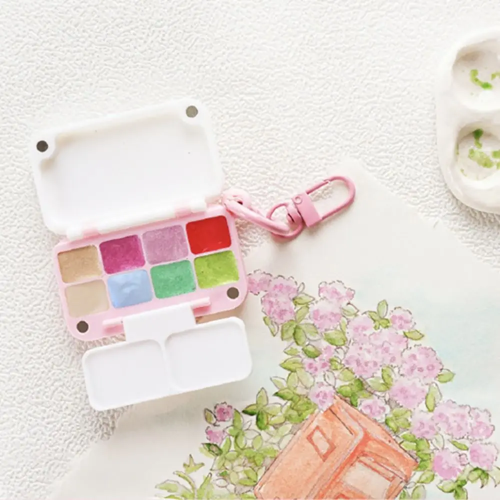 

Многофункциональная мини-коробка для акварельной палитры, 8 сеток с брелоком, коробка для рисования, разделенная коробка для пигментов, уличная живопись