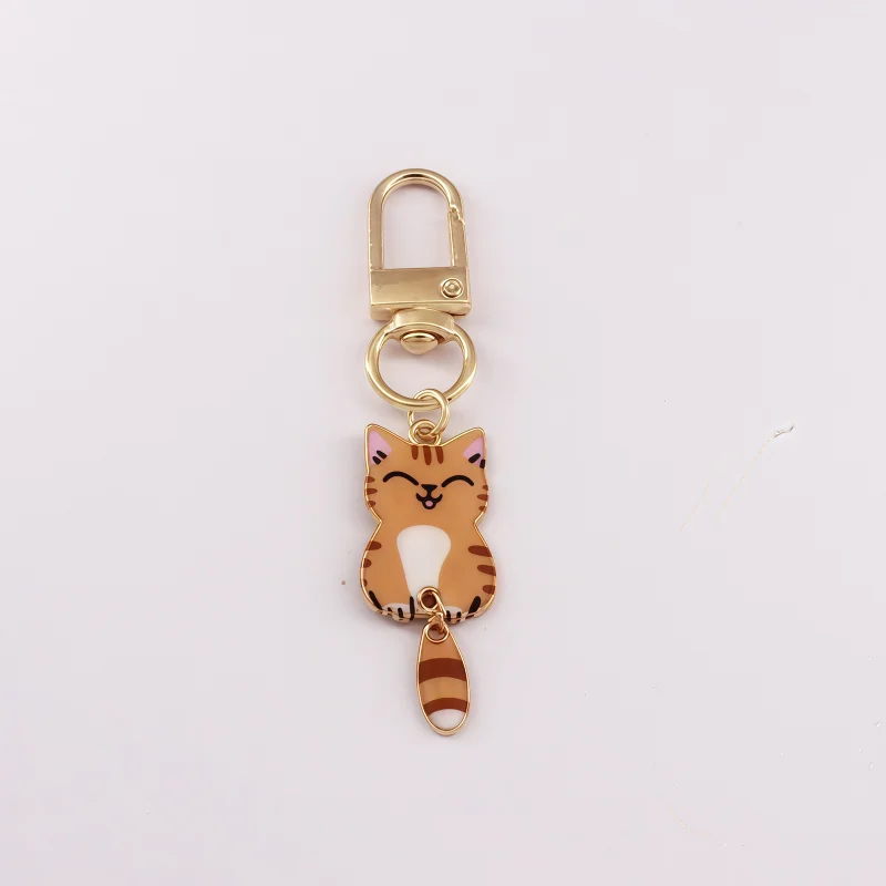 Originality Metal Cat Color Printing Keychain Personality Backpack Small Pendant Keyring Charms Animal Cute Key Chain Ring Gift