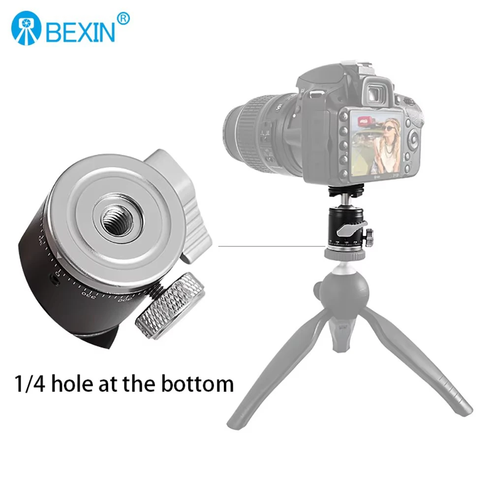 BEXIN K-19A Mini trípode con cabeza de bola, palo de Selfie, cabeza de bola con tornillo 1/4, adaptador de montaje de Base de zapata fría para cámara DSLR, Flash de teléfono